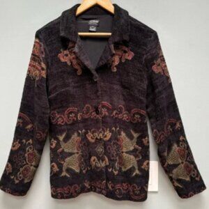 Citron Velvet Jacquard Blazer M